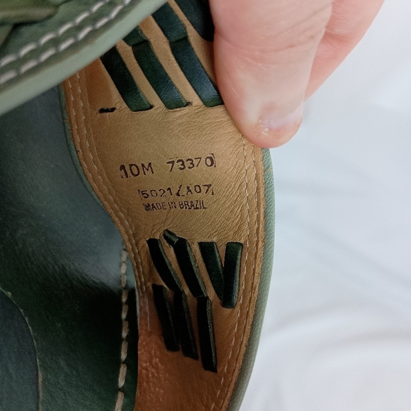 FRYE BOOTS Green Leather Casual Summer Sandals (#10) - Picture 5 of 6